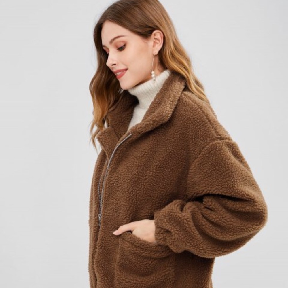 Zaful brown teddy coat